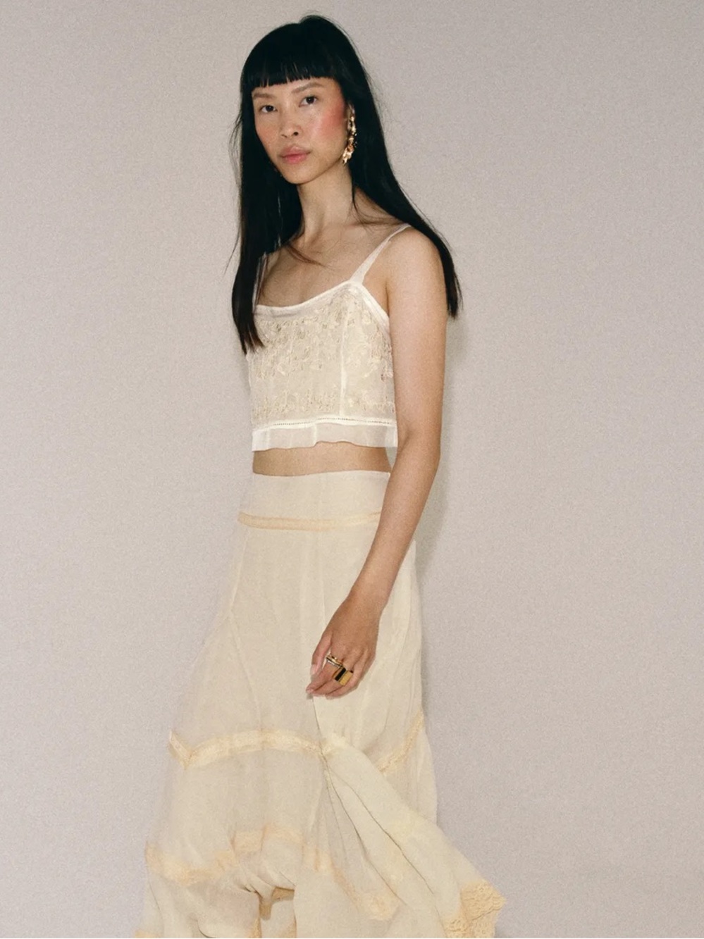 ZARA ZW COLLECTION EMBROIDERED CROPPED TOP